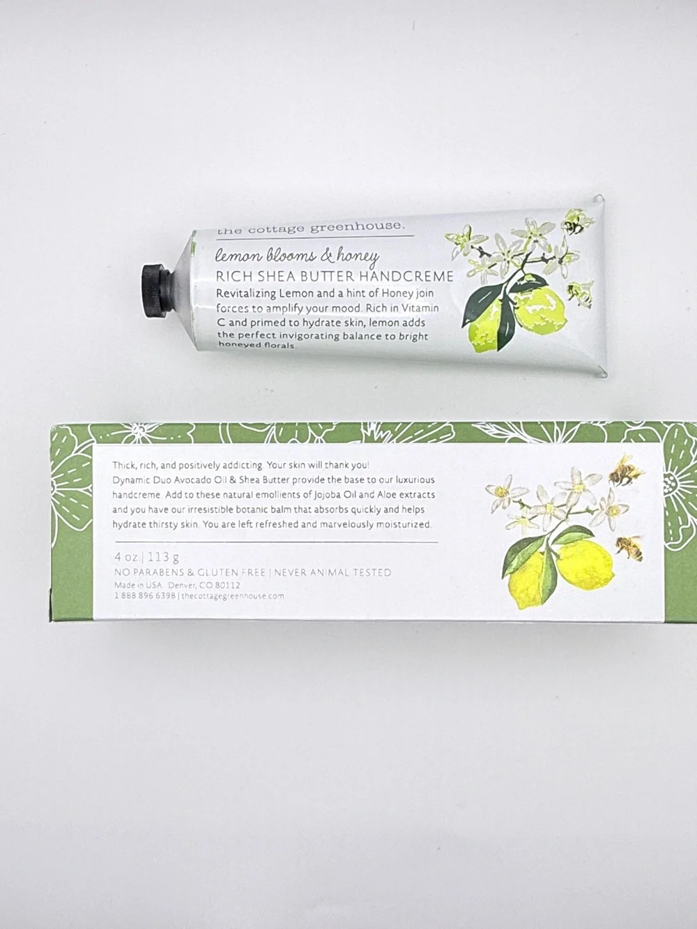 The Cottage Greenhouse Lemon Blooms & Honey Handcreme 4 oz NIB Margot Elena